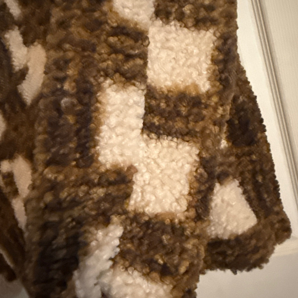 Women's BiBi! Brown & Beige Plaid Teddy Jacket S - Picture 4 of 4